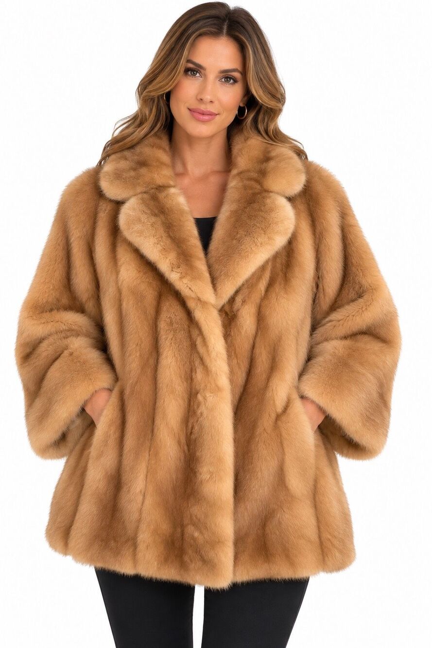 Diane Furs Vintage Genuine Fur Coat Honey Brown Tan Women’s Size Large
